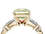 Asscher Cut Tapered Baguette Engagement Ring Setting for a Fancy Yellow Lab-Grown Diamond | Bar Set Sides | Yellow Gold