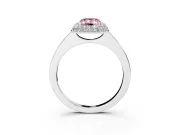 Fancy Pink Emerald Cut Diamond Halo Engagement Ring Set in White gold with Solitaire Band and Prong Setting