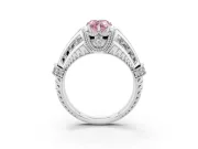Pear-Shaped Vintage Milgrain Engagement Ring Setting for a Fancy Pink Lab-Grown Diamond | Hidden Halo | Sterling Silver
