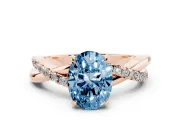 Oval Crossover Engagement Ring Setting for a Fancy Blue Lab-Grown Diamond | Rose Gold