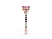 Radiant Cut Hidden Halo Pave Engagement Ring Setting for a Fancy Pink Lab-Grown Diamond | Claw Prongs | Rose Gold