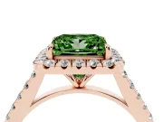 Princess Cut Halo Engagement Ring Setting for a Fancy Green Lab-Grown Diamond | Pave Shoulders | Rose Gold