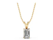 Emerald Cut Lab-Grown Diamond Solitaire Pendant Necklace | Corner Claw Prongs | Yellow Gold