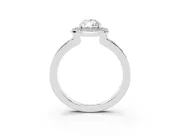 Pear-Shaped Bezel-Rim Halo Engagement Ring Setting | Pave Band | Sterling Silver