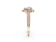 Heart-Shaped Milgrain Halo Engagement Ring Setting | Graduated Bezel Accents | Rose Gold