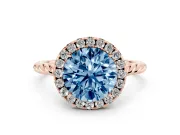 Round Rope Halo Engagement Ring Setting for a Fancy Blue Lab-Grown Diamond | Rose Gold