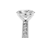 Oval Cut Diamond Solitaire Ring Set in Silver with Slim Pavé Band and Prong Setting