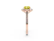 Cushion Cut Scalloped Halo Engagement Ring Setting for a Fancy Yellow Lab-Grown Diamond | Single Row Pave | Rose Gold