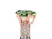 Pear-Shaped Three Row Pave Engagement Ring Setting for a Fancy Green Lab-Grown Diamond | Rose Gold