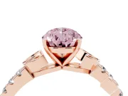 Pear-Shaped Leaf Pavé Engagement Ring Setting for a Fancy Pink Lab-Grown Diamond | Rose Gold