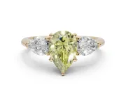 Pear-Shaped 3-Stone Engagement Ring Setting for a Fancy Yellow Lab-Grown Diamond | Yellow Gold