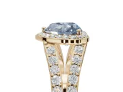 Heart-Shaped Halo Pavé Engagement Ring Setting for a Fancy Blue Lab-Grown Diamond | Narrow Split Shank | Yellow Gold