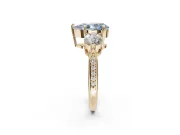 Pear-Shaped Three Stone Engagement Ring Setting for a Fancy Blue Lab-Grown Diamond | Tapered Pave Band | Yellow Gold