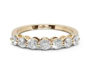 Round Lab-Grown Diamond Half Eternity Wedding Band | Raised Round Heads | Yellow Gold