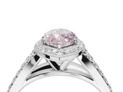 Marquise Halo Pavé Engagement Ring Setting for a Fancy Pink Lab-Grown Diamond | Narrow Split Shank | White Gold