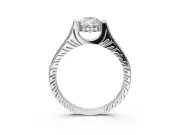 Pear-Shaped Vintage Cathedral Engagement Ring Setting | Carved Band | Platinum