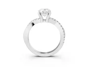 Oval Cut Diamond Twist Band Solitaire Set in Silver with Pavé Accents and Prong Setting