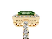 Emerald Cut Halo Engagement Ring Setting for a Fancy Green Lab-Grown Diamond | Yellow Gold - Design NV-24751