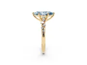 Fancy Blue Marquise Cut Diamond Solitaire Vine Band Ring Set in Yellow gold with Round Accents and Prong Setting