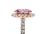 Oval Halo Engagement Ring Setting for a Fancy Pink Lab-Grown Diamond | Pave Shoulders | Rose Gold