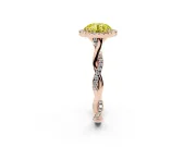 Round Twist Halo Engagement Ring Setting for a Fancy Yellow Lab-Grown Diamond | Rose Gold