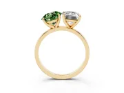 Fancy Green Round Cut and Emerald Cut Toi Moi Ring Set in Yellow gold with Prong Setting