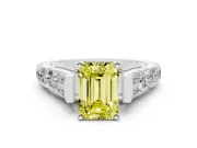 Emerald Cut Engagement Ring Setting for a Fancy Yellow Lab-Grown Diamond | Sterling Silver - Design NV-24564