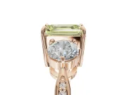 Emerald Cut Three Stone Engagement Ring Setting for a Fancy Yellow Lab-Grown Diamond | Tapered Pave Band | Rose Gold