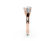 Heart-Shaped Three Stone Engagement Ring Setting | Large Side Stones | Rose Gold