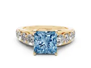 Princess Cut Engagement Ring Setting for a Fancy Blue Lab-Grown Diamond | Yellow Gold - Design NV-24645