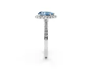 Pear-Shaped Halo Engagement Ring Setting for a Fancy Blue Lab-Grown Diamond | Pave Shoulders | Platinum
