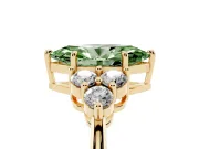 Marquise Cluster Side Stone Engagement Ring Setting for a Fancy Green Lab-Grown Diamond | Plain Band | Yellow Gold