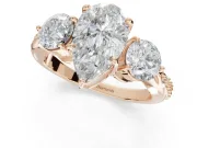 Pear-Shaped Three Stone Engagement Ring Setting | Tapered Pave Band | Rose Gold