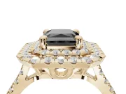Fancy Black Radiant Cut Lab-Grown Diamond Double Halo Statement Ring Set in Yellow Gold with Pavé Band