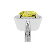Radiant Cut Milgrain Halo Engagement Ring Setting for a Fancy Yellow Lab-Grown Diamond | Side Stones | White Gold