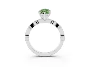 Fancy Green Marquise Cut Diamond Solitaire Engagement Ring Set in Platinum with Milgrain Bezel Accent Band