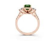 Radiant Cut Three-Stone Engagement Ring Setting for a Fancy Green Lab-Grown Diamond | Rose Gold