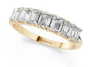 Emerald Cut Lab-Grown Diamond Half Eternity Band | Corner Claw Prongs | Yellow Gold