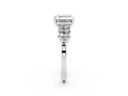 Asscher Cut Diamond Cluster Engagement Ring Set in Silver with Pavé Band and Prong Setting