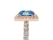 Princess Cut Halo Engagement Ring Setting for a Fancy Blue Lab-Grown Diamond | Single Row Pavé Band | Rose Gold