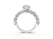 Cushion Cut Side Stone Engagement Ring Setting | Scalloped Prong Accents | Sterling Silver