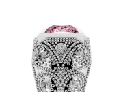 Fancy Pink Princess Cut Diamond Bezel Ring Set in White gold with Milgrain Accent Band