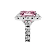 Princess Cut Raised Halo Engagement Ring Setting for a Fancy Pink Lab-Grown Diamond | White Gold