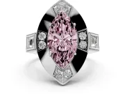 Marquise Milgrain Sectioned Halo Engagement Ring Setting for a Fancy Pink Lab-Grown Diamond | Sterling Silver