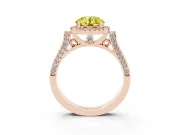 Round Pavé Halo Engagement Ring Setting for a Fancy Yellow Lab-Grown Diamond | Rose Gold