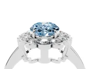 Oval Scalloped Cluster Halo Engagement Ring Setting for a Fancy Blue Lab-Grown Diamond | Plain Band | Platinum