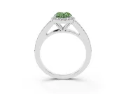 Oval Split Shank Halo Engagement Ring Setting for a Fancy Green Lab-Grown Diamond | Sterling Silver