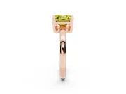 Fancy Yellow Asscher Cut Diamond Solitaire Ring Set in Rose gold with Prong Head and Smooth Polished Band