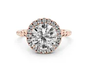 Round Halo Engagement Ring Setting | Twisted Rope Band | Rose Gold