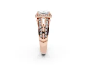 Princess Cut Halo Engagement Ring Setting | Two-Row Pave Split Shank | Rose Gold